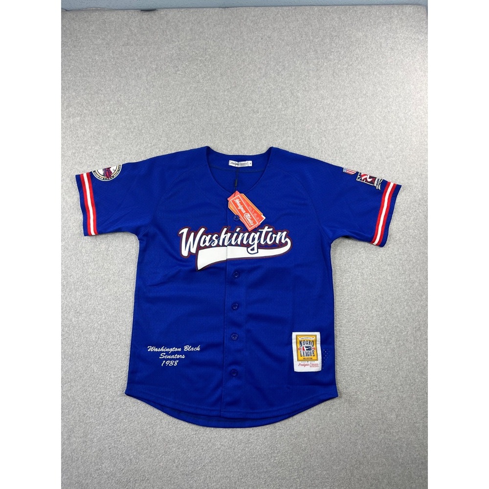 Washington Black Senators 1938 Baseball Jersey Mens M Blue Mesh Headgear Classic